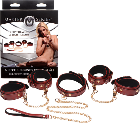 6 Piece Burgundy Bondage Set