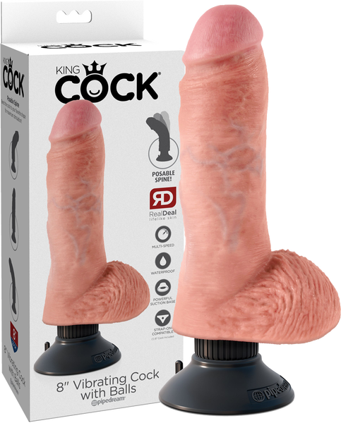 8" Vibrating Cock With Balls