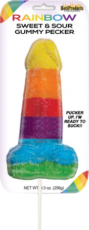Sweet &amp; Sour Jumbow Rainbow Gummy Cock Pop